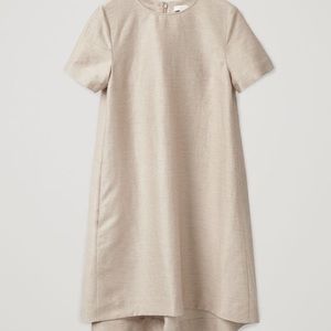 COS Womens Natural Linen Pleat Back Dress